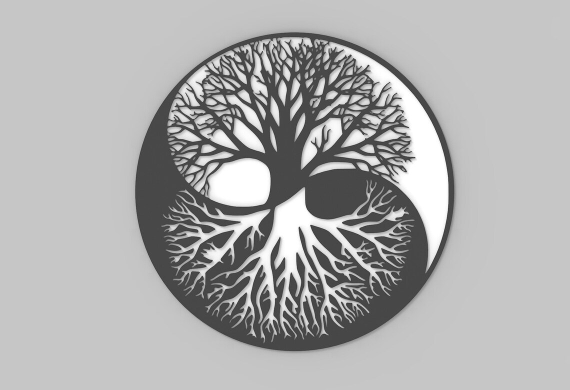 Yin Yang Tree of Life Wall Art Cut File Vector Etsy