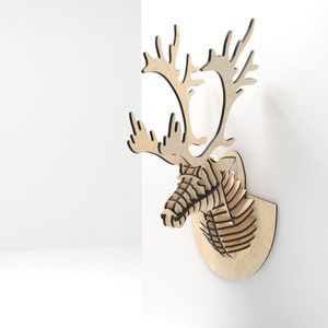 Wooden Deer - Laser Cut Stag Head With Antlers 3D Animal- DXF for laser cnc and CNC milling. Vector cutting plan 3D puzzle