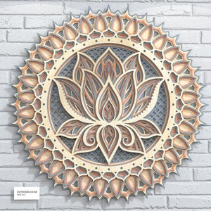 Lotus Flower Mandala - Wall Art - Laser file, Mandala Pattern Flower