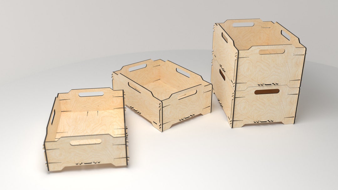 イナウトStack BOX Higt + Stack BOX Cover 380 3 Sizes Stackable Box CNC Storage Box - for Laser Cutting