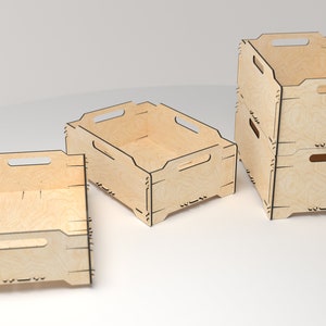 3 sizes Stackable Box CNC storage box - for laser cutting, cnc, DXF files for digital downloads, cutting plans