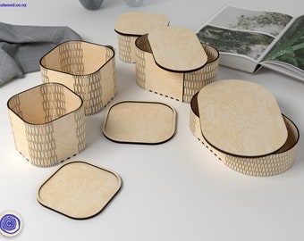 Curved Box Bundle - Laser Cut Files - Glowforge Files - Digital Files - Different Sizes