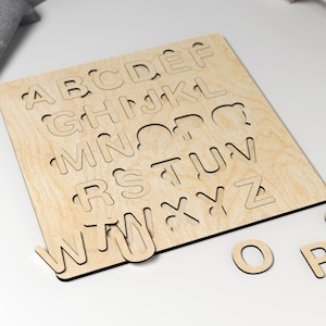 Rompecabezas educativo para niños, archivo de rompecabezas alfabético, Vector, archivos de corte láser en SVG, DXF - ideal para CNC y corte láser