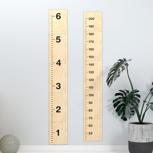 Ruler Growth Chart - Height Chart Metric and Imperial Wall Art for Kids - Laser Cut File - Glowforge SVG