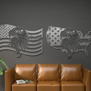 USA Eagle and Flag - Patriotic United States Wall Art - For CNC, Laser, Plasma or Waterjet Cutting Laser CNC Plasma Waterjet - Digital File