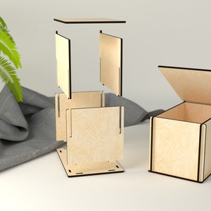 Laser cut box files SVG, DXF, laser plans, laser cut, cnc route file, glowforge file, slot together 3mm - 150 x 100 x 100mm