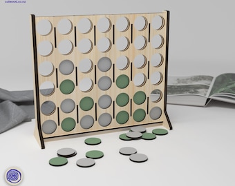 Lasergesneden Connect Four-spel: doe-het-zelfbordspel SVG DXF (digitale download)