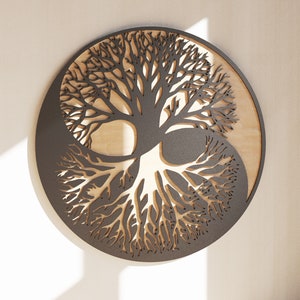 Yin Yang Baum des Lebens - Wandkunst - Digitale Vorlagen - Für Laserschnitt, CNC oder Metal Cut Art