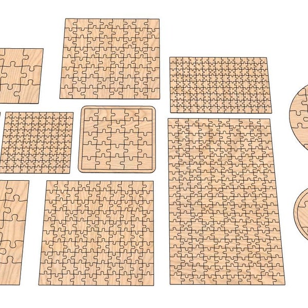 Puzzle in formato SVG, puzzle tagliati al laser, modelli puzzle, file puzzle, file CNC, piani CNC