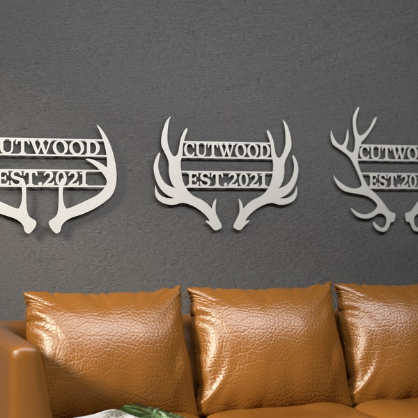 Antler Monogram SVG - DXF - Digital Download - Metal Art - Water Jet, CNC Plasma, Lasercut Decor