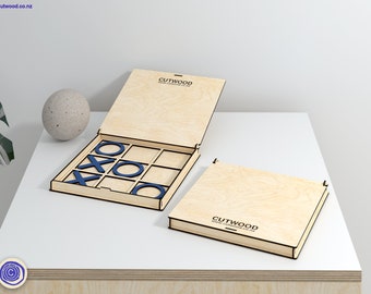 Laser Cut Tic Tac Toe Game: Portable Wooden Box (SVG DXF Ai Lightburn)