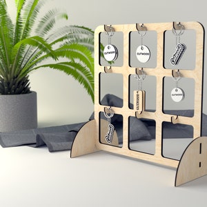 Keychain Display Stand Digital File - Hollow 9 item Design - Ai SVG EPS - Laser Cut Pattern Model - Craft booth, Market Stall