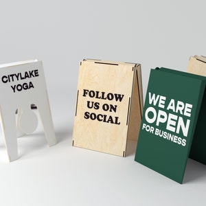 Sandwich Board Sign, Plaquette met standaard - Lasergesneden bestand - Voor acryl - Social Media Plaque - Naam Plaque Plate Stand - Glowforge SVG