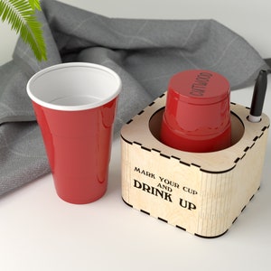 Mark Your Cup Digital File - Red Beer Cup Marker - Ai SVG EPS - Laser CNC Cut Pattern Model