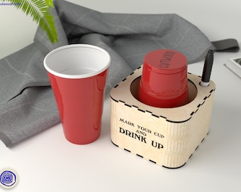 Red Beer Cup Marker Stand Digital File: Laser Cut Pattern (Ai SVG EPS PDF)