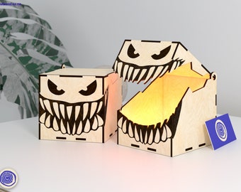 Halloween Scary Digital File - Mimic Chest Box - Ai SVG EPS - Laser CNC Cut Pattern Model