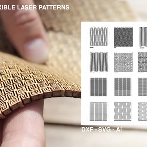 Flexible / lebendige Scharnier Laserschnittdateien - SVG, DXF, DWG, Ai - für Glowforge, Lasercutting oder Vektordateien