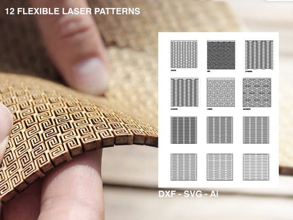 Living Hinge Laser Cut Files: Flexible Wood Patterns (SVG, DXF, DWG, Ai)