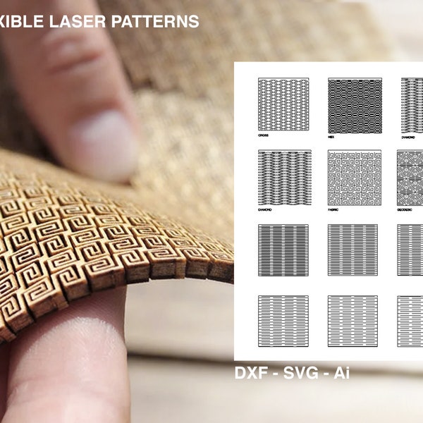 File tagliati al laser con cerniera flessibile / vivente - SVG, DXF, DWG, Ai - Per Glowforge, taglio laser o file vettoriali