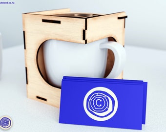 Boîte cadeau pour tasses à café - Boîte en bois porte-tasse - Ai SVG EPS - Modèle de motif découpé au laser
