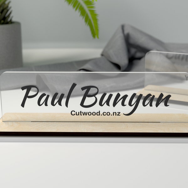 Desk Name Plate - Name Plaque Plate Stand - Glowforge SVG - Laser Cut Files