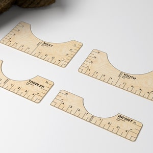 Ferramenta de alinhamento de camisetas - Pacote de régua, Guia de colocação de camisas - Glowforge, DXF, SVG, AI