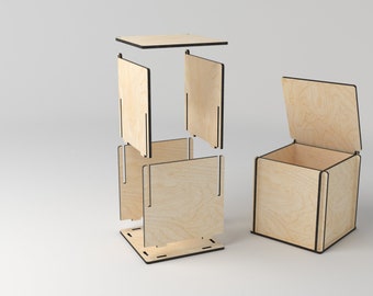 Laser cut box files SVG, DXF, laser plans, laser cut, cnc route file, glowforge file, slot together 3mm - 100 x 100 x 100mm