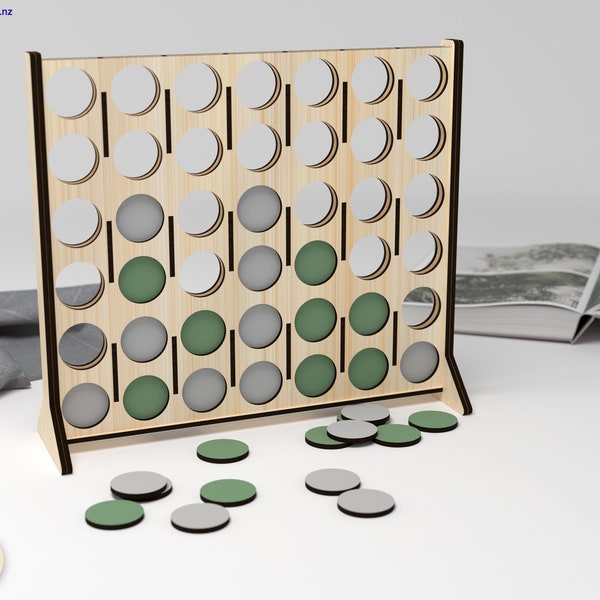 Connect Four Board Game - Fichiers numériques découpés au laser - SVG, DXF, plans