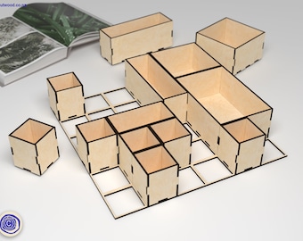 Box Storage Organizer Boxes Set - Système d'organisation découpé au laser