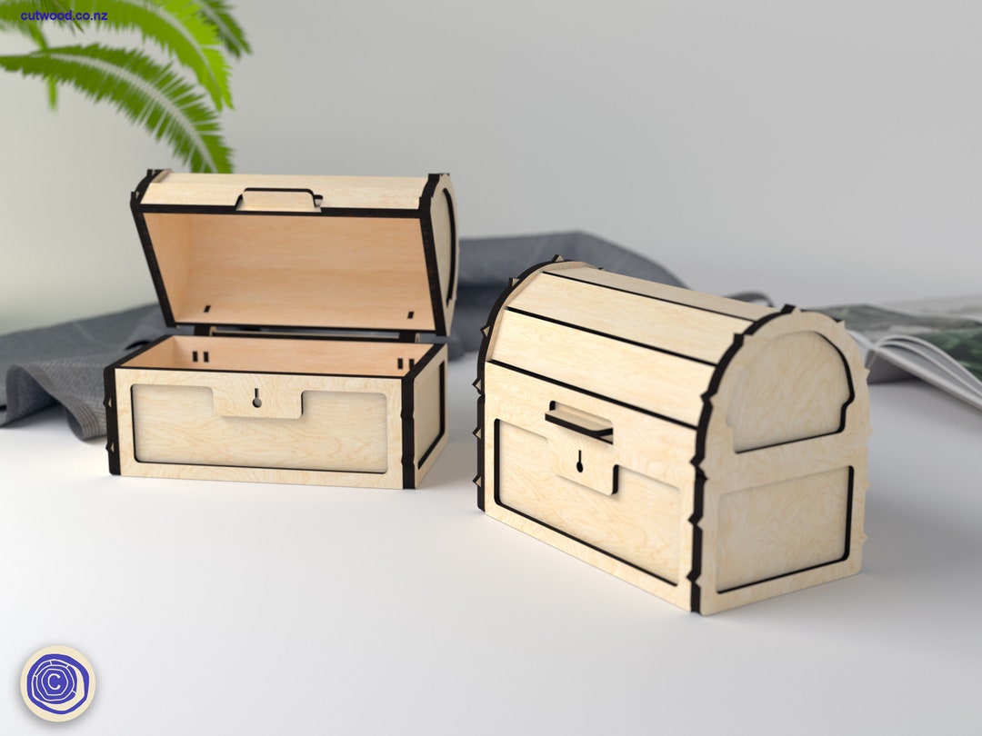 Treause Chest with Lock. Box Template