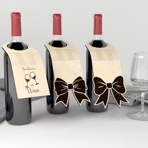 Flexible Wine Bottle Gift Tag - SVG, DXF, DWG, Ai - Living Hinge - For Glowforge, Laser Cutting or Vector files