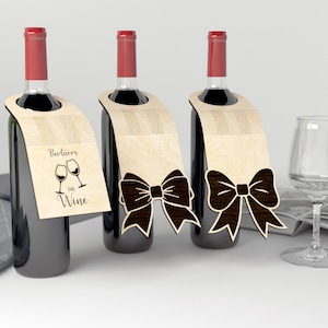 Flexibele Wine Bottle Gift Tag - SVG, DXF, DWG, Ai - Living Hinge - Voor Glowforge, Laser Cutting of Vector bestanden