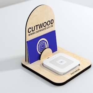 Square Reader Dock - Square Payment Sign B - Laser Cut File - Business Card Holder - Name Plaque Plate Stand - Glowforge SVG