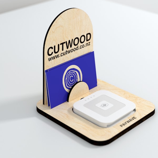 Square Reader Dock - Signo de pago cuadrado B - Archivo de corte láser - Titular de la tarjeta de visita - Soporte de placa de placa de nombre - Glowforge SVG