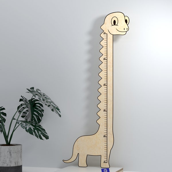 Dinosaur Growth Chart - Height Chart Dino Wall Art for Kids - Laser Cut File - Glowforge SVG