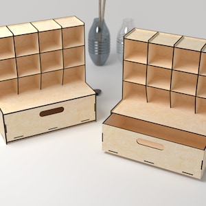Organizer storage cubical shelf - Laser cut files - Trinkets and display unit