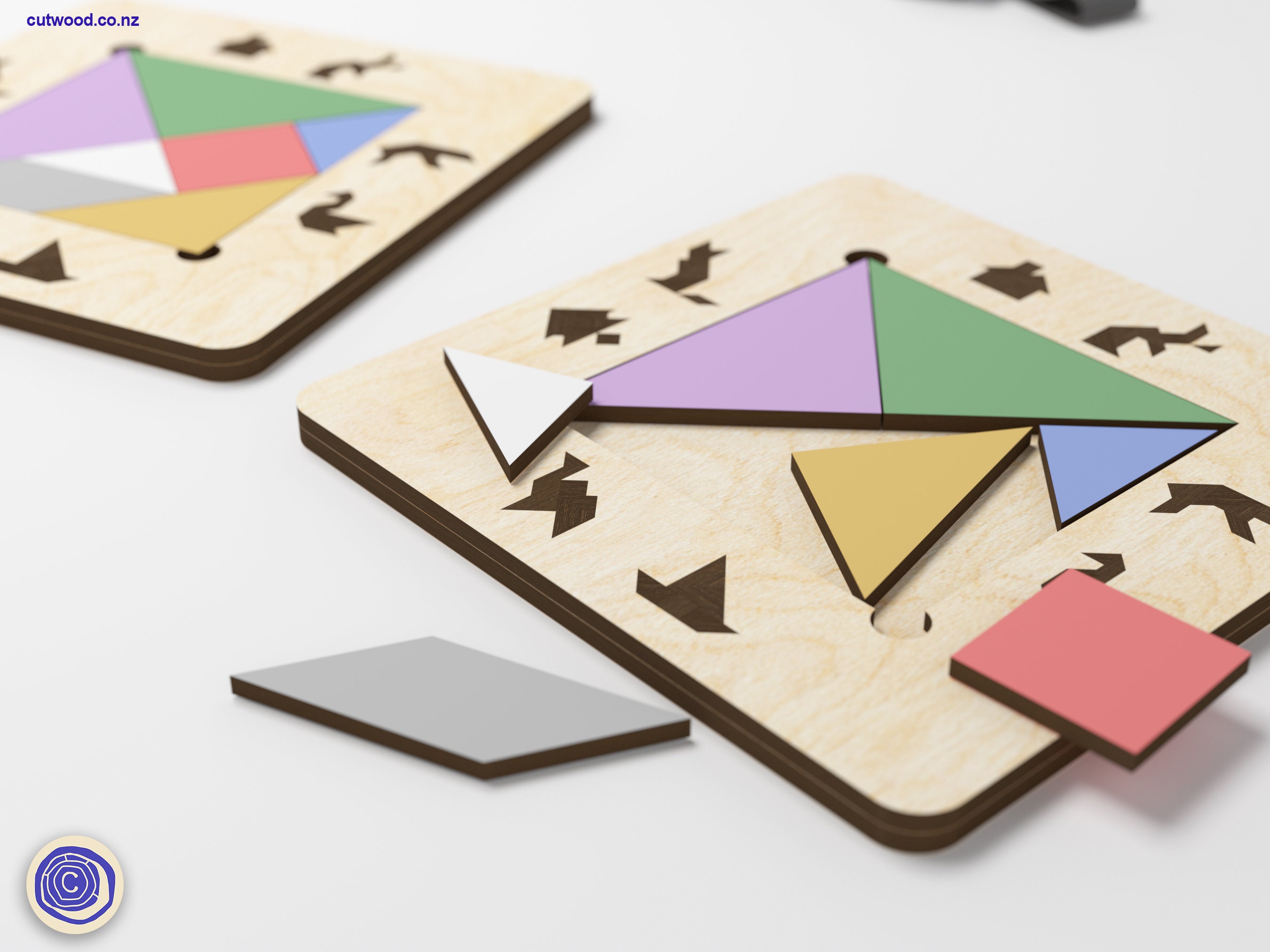 Tangram Puzzle - Laser Cut Files - SVG DXF PDF - Vector