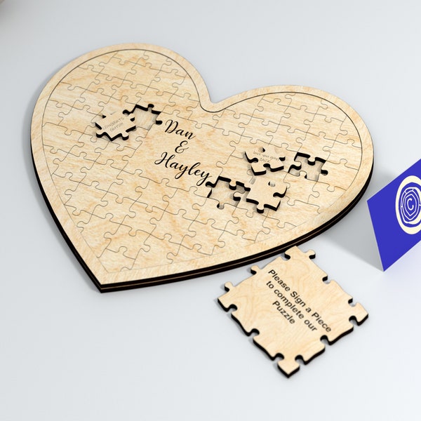 Kawałek układanki księga gości weselnych alternatywa-puzzle wyjątkowa księga gości-plik wycinany laserowo-Glowforge SVG