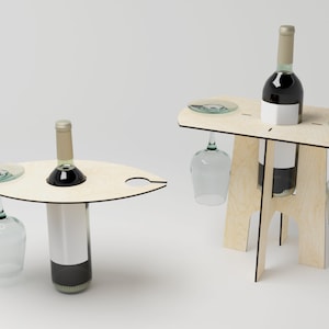Wine Caddy - Wine Glass Holder - Wine Rack - Laser Cut File, Glowforge, CNC Patroon