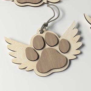 Paw Memorial Ornament digitale SVG-bestanden – lasergesneden huisdierherinneringsontwerpen voor Glowforge, aandenken huisdierverlies