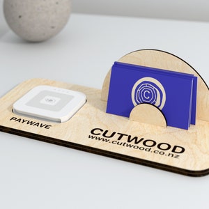 Quadratisches Reader Dock - Quadratisches Zahlungsschild - Laser geschnittene Datei - Visitenkartenhalter - Namensschild-Plattenständer - Glowforge SVG
