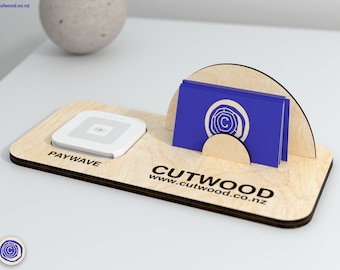 Square Reader Dock - Square Payment Sign - Laser Cut File - Business Card Holder - Name Plaque Plate Stand - Glowforge SVG