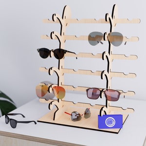 Sunglasses Retail Stand Display - Laser CNC Cut Pattern Model - Craft booth, Market Stall