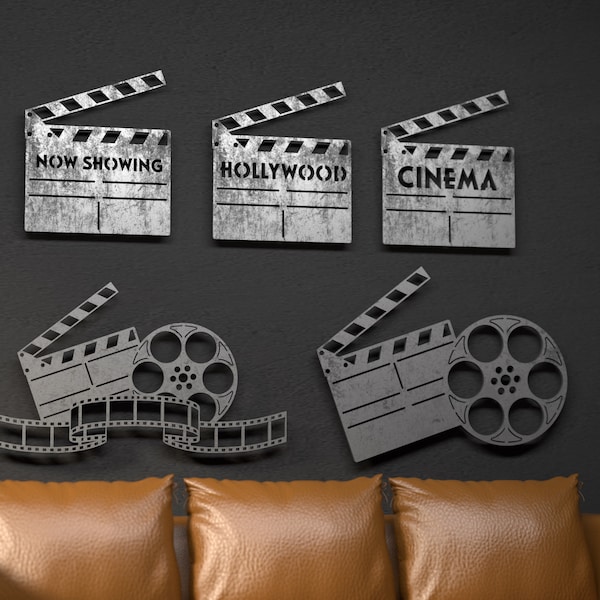 Cinéma Movie Night Metal Wall Art Digital Files - Pour salle de cinéma, Home cinéma - Wall Art Decor - dxf, svg, ai