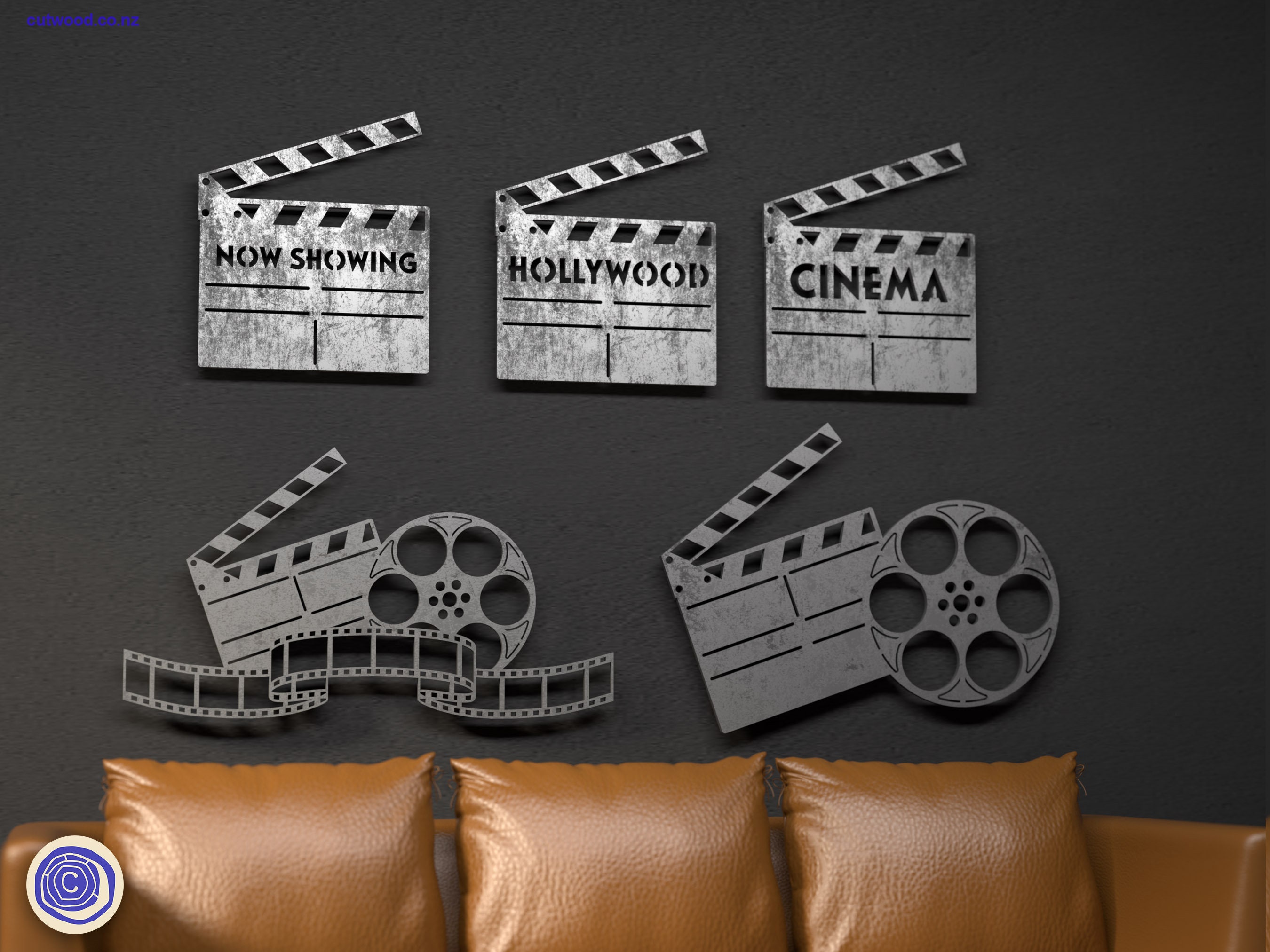 Cinema Movie Night Metal Wall Art: Home Theater Decor (Digital Files)