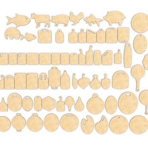 Cutting Board Silhouettes Digital File - Bundle - Ai SVG PDF - Laser Cut Pattern Model - Cutting Board - Serving Board - Cheese Board