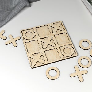 Tic tac toe jeu de société, fichiers découpés au laser SVG, plans vectoriels DXF, découpe laser, modèle cnc, fichiers glowforge, projet cnc, vecteur laser