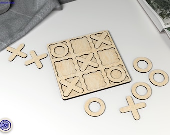 Tic Tac Toe Board Game: Laser Cut SVG DXF CNC Files