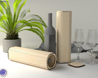Wine Box Digital File - Rounded Square Design - Ai SVG EPS - Laser Cut Pattern Model