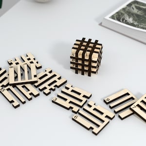 Laser Cut Box Puzzle Cube Toy Digital File Ai SVG PDF Laser Cut kids game Pattern Model Glowforge Puzzle, Jigsaw image 1